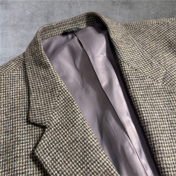 Vintage TWEED WOOL Men’s Blazer 48L Gray Sport Coat Two‑Button Jacket - Picture 5 of 15